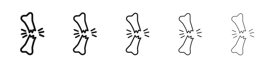 Broken bone icon flat illustration set logo