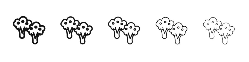 Broccoli icon flat illustration set logo
