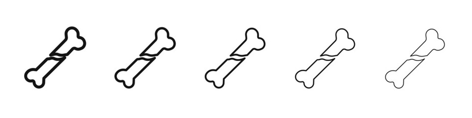 Broken bone icon flat illustration set logo