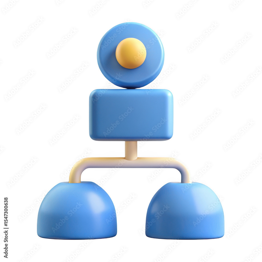 Poster 3d flowchart diagram with rounded shapes on transparent background