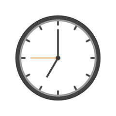 Wall Clock Flat Illustration. Time 7 o`clock at morning. Vector