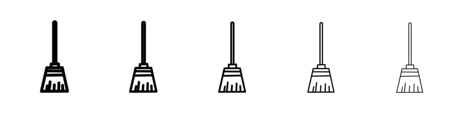 broom icon flat illustration set logo