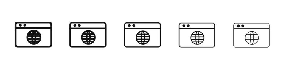 Obraz premium Browser icon flat illustration set logo