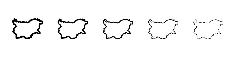 Bulgaria map icon flat illustration set logo