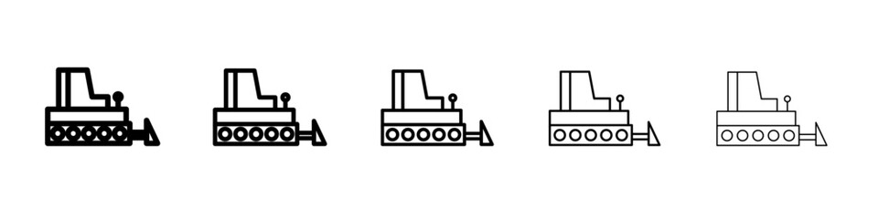 Bulldozer icon flat illustration set logo