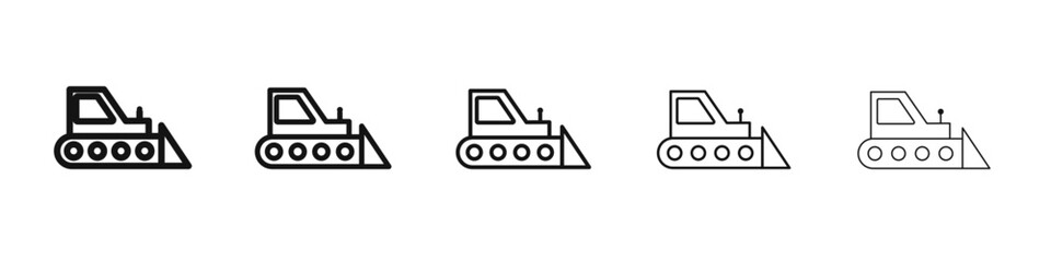 Bulldozer icon flat illustration set logo