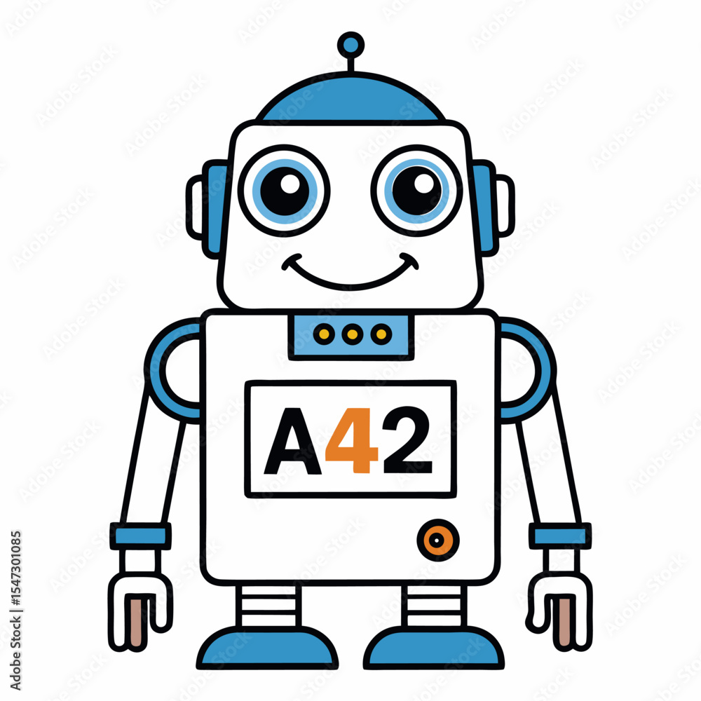 Poster modern ai robot assistant device in clean line art style