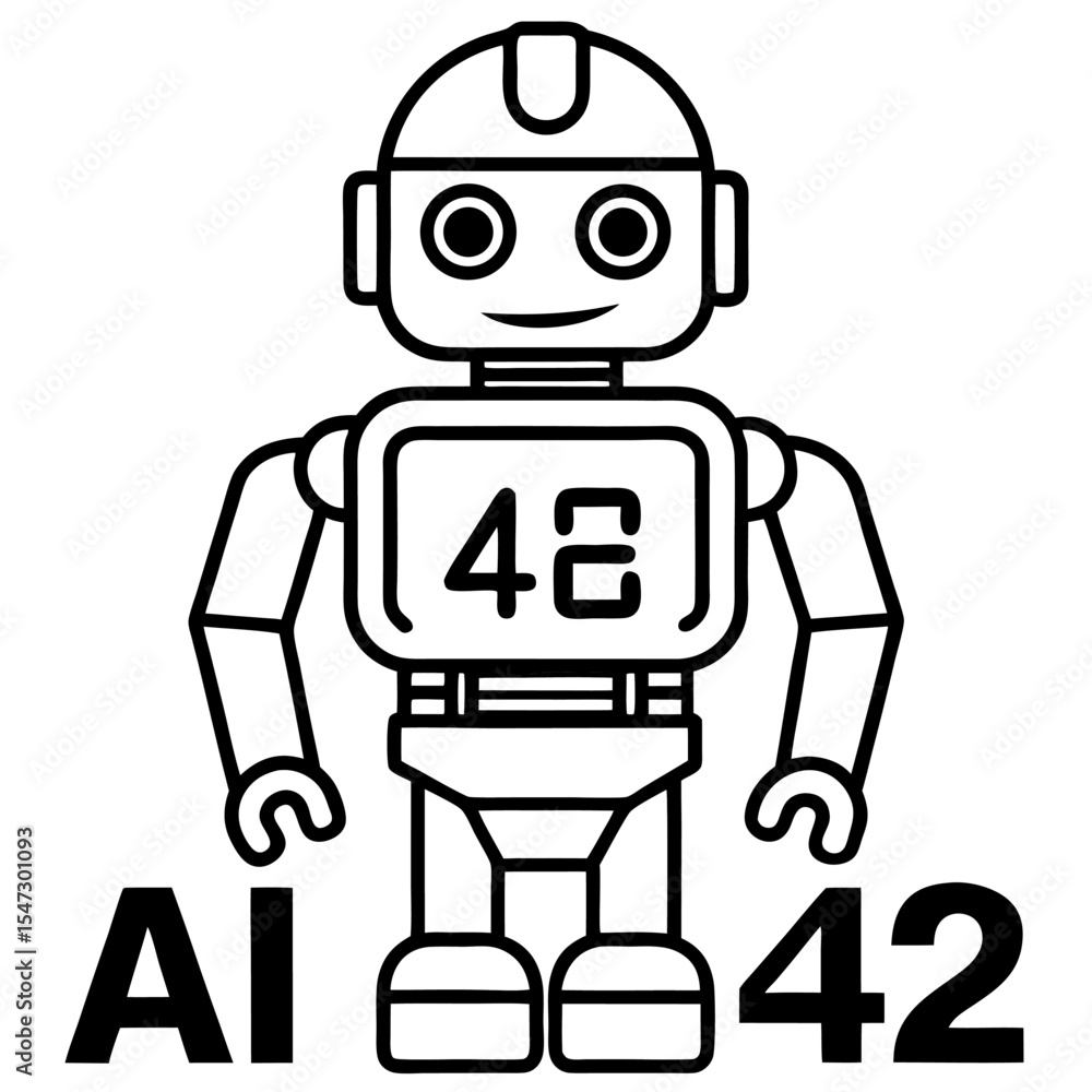 Aufkleber modern ai robot assistant device depicted in clean line art on a white background