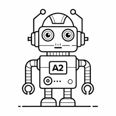 Fototapeta premium Modern ai robot assistant device depicted as a clean line art illustration on a white background