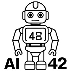 Modern ai robot assistant device depicted in clean line art on a white background