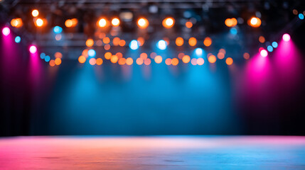 Technical equipment at the backstage of theater Stage spot lighting rigging structure for a live musical theater events. Copy space image. Place for adding text