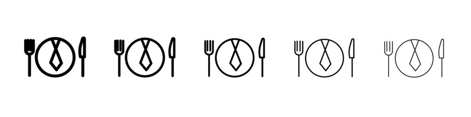 Business lunch, dinner icon flat illustration set logo