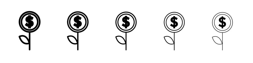 Obraz premium Business Investments growth Icon flat illustration set logo