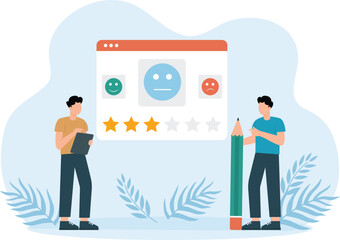 Market Feedback,Customer satisfaction or feedback concept, customer touching loading bar for rating feedback
