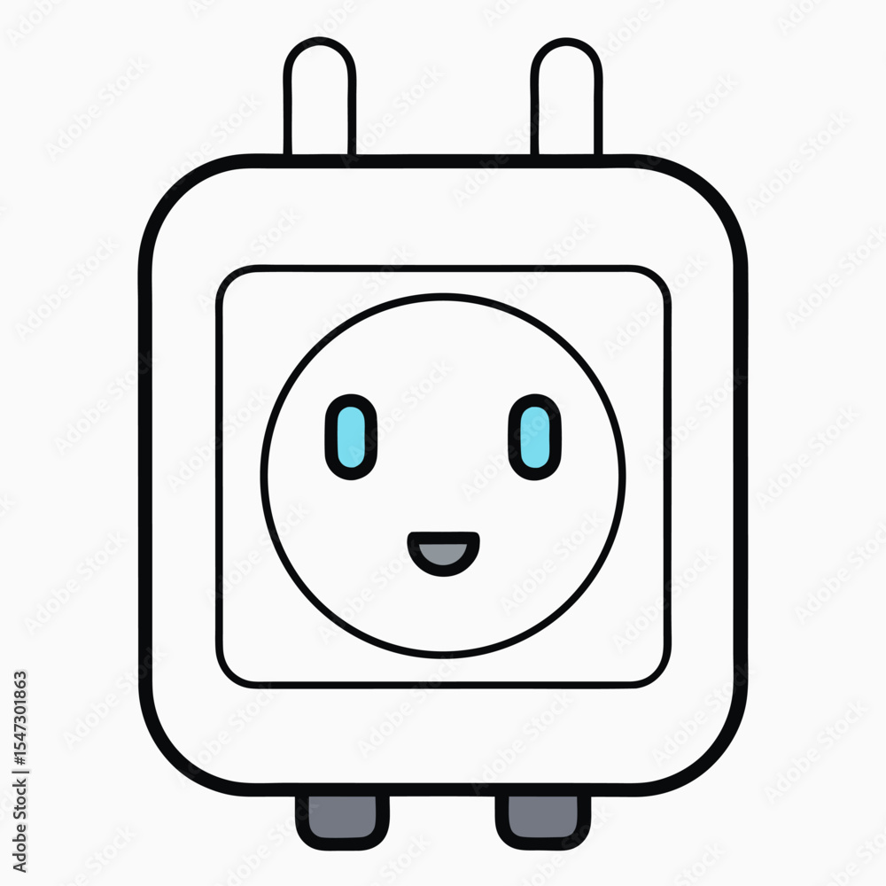 Aufkleber modern line art icon representing a smart plug for home automation in the on state