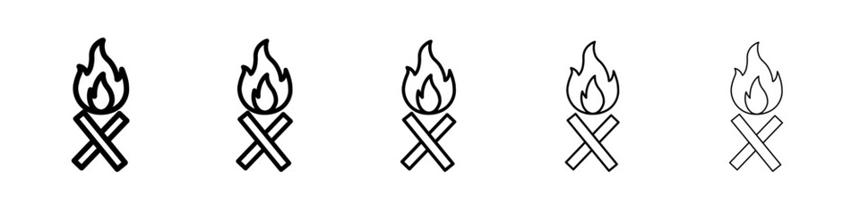 Campfire icon flat illustration set logo