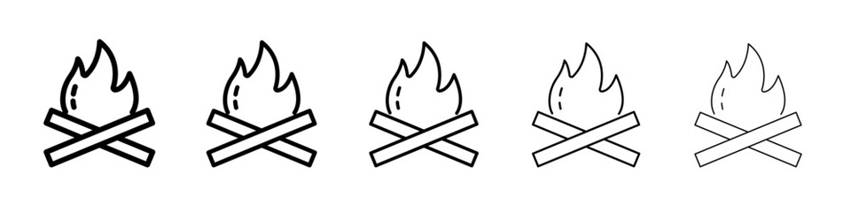 Campfire icon flat illustration set logo