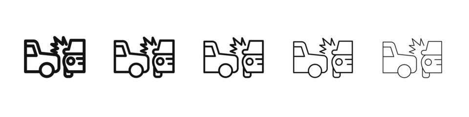 Car accident icon flat illustration set logo