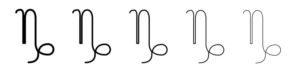 Capricorn zodiac sign icon flat illustration set logo