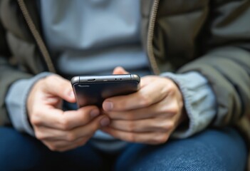 Closeup of hands,senior woman using smartphone,old elderly holding mobile phone,concept of financial deception