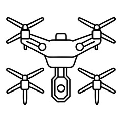 Minimalist drone with propellers icon in clean line art style
