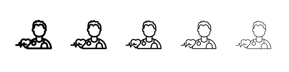 Cardiologist icon flat illustration set logo