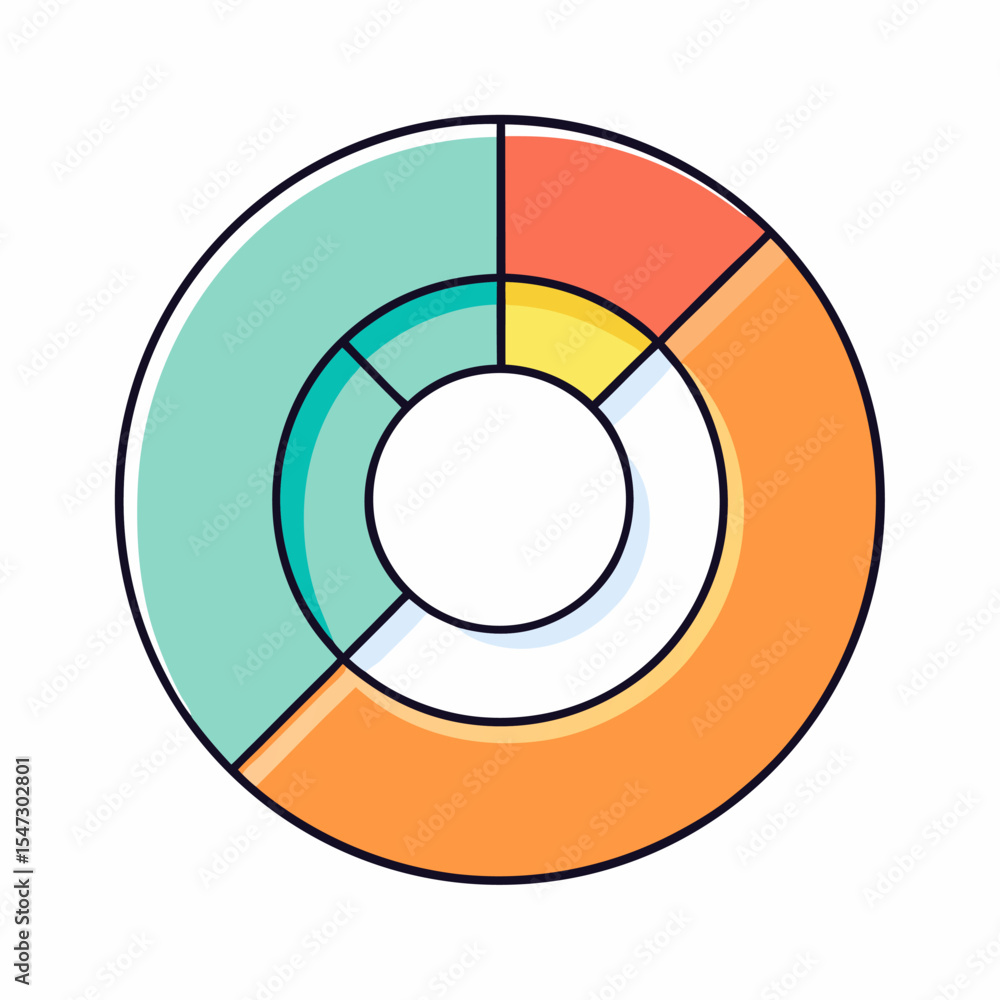 Poster Clean and simple three segment donut chart with minimal line design