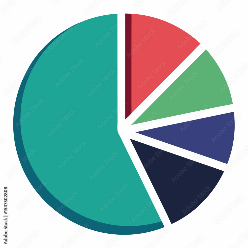 Aufkleber clean vector illustration of a four section pie chart with distinct segments
