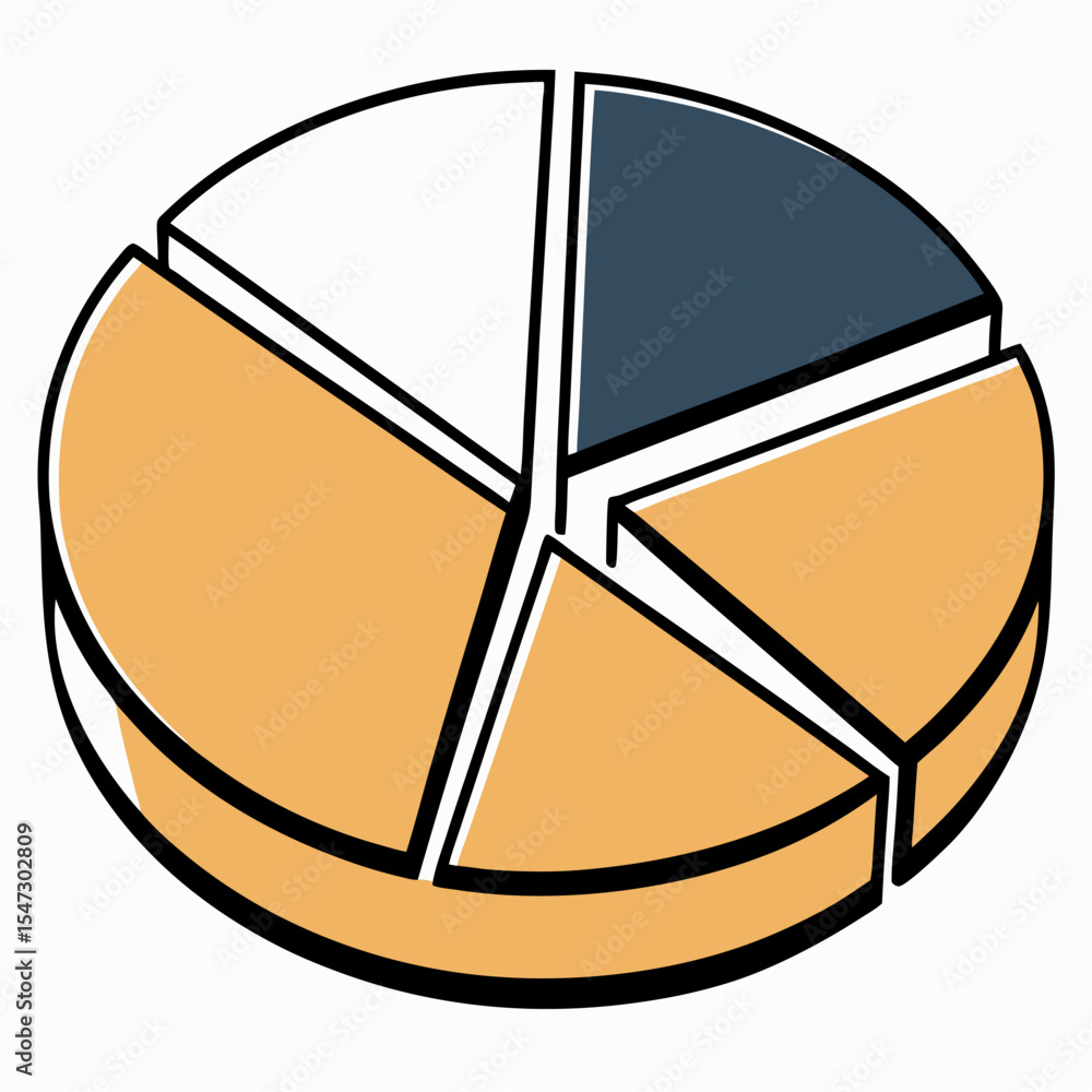 Poster clean vector illustration of a four segment pie chart with distinct slices