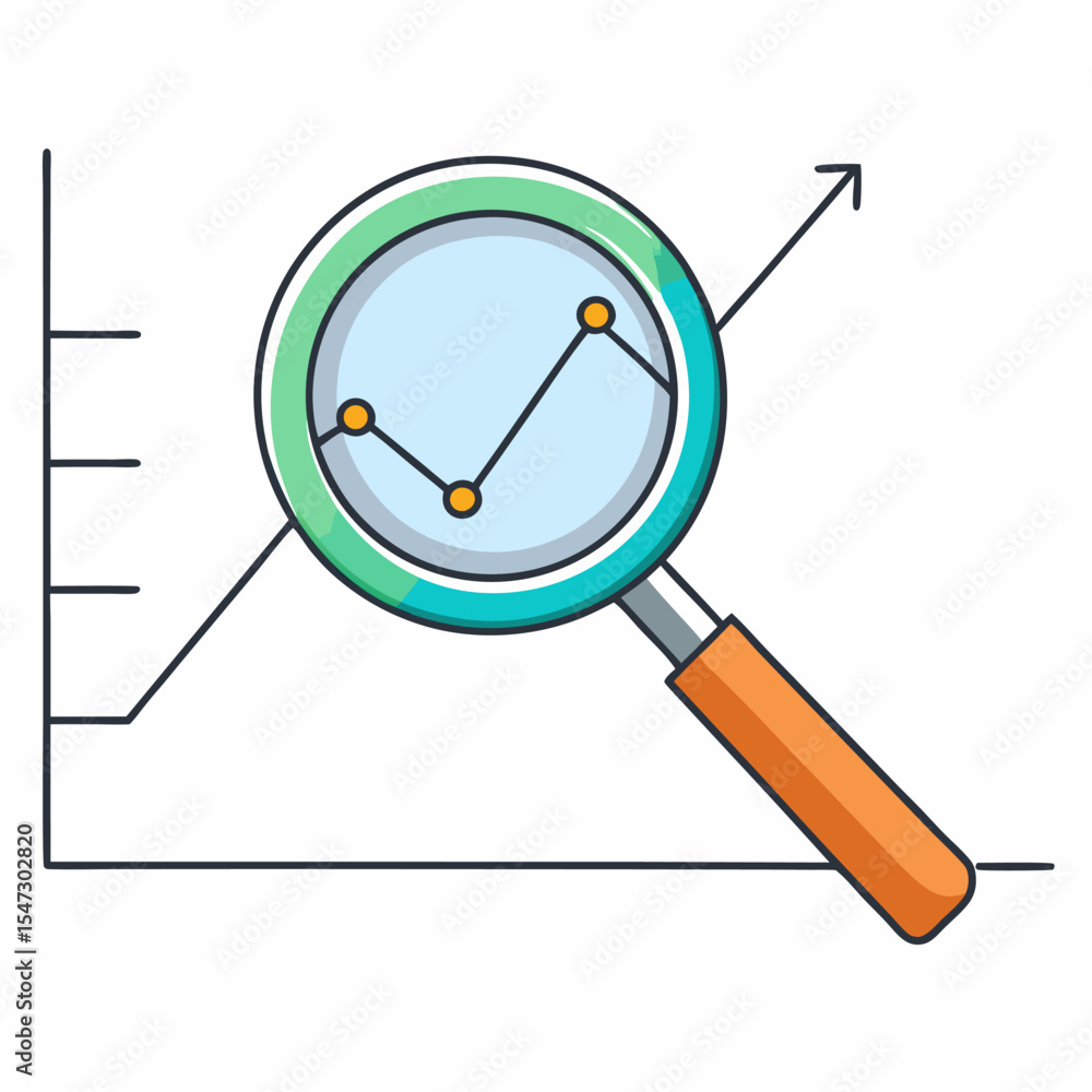 Poster abstract visual effect with five lines and a magnifying glass element