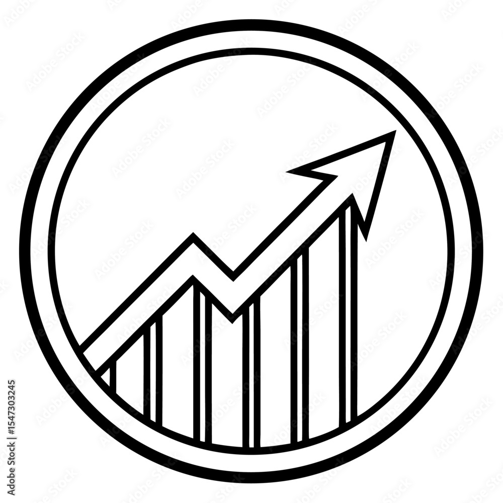 Poster simple upward arrow inside a circular line outline for navigation and direction
