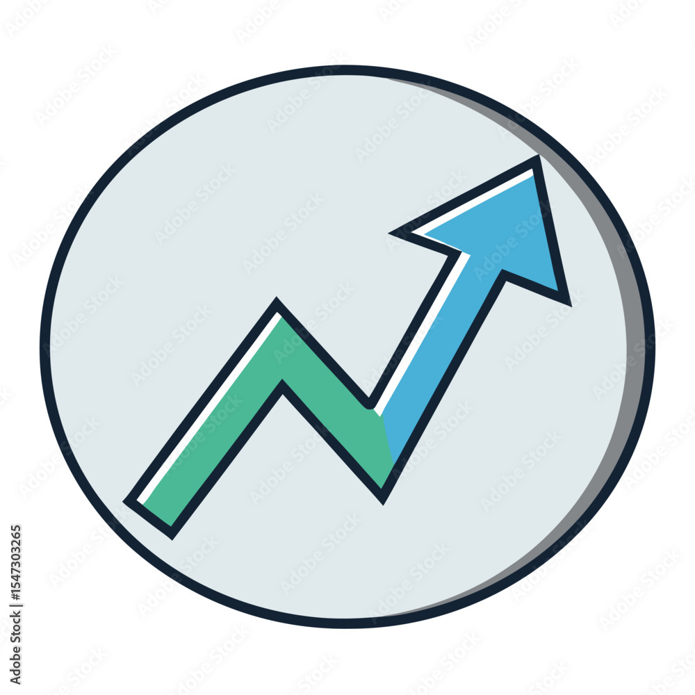 Poster simple upward arrow enclosed within a clean circular line design