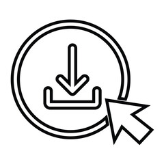 click to download line icon design. click to download thin black outline symbol vector illustration. editable stroke icon on transparent background.