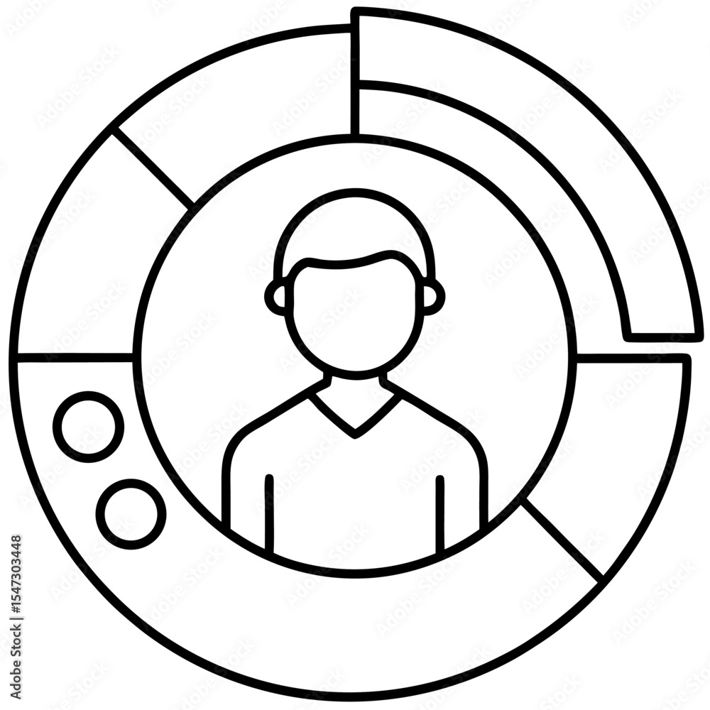 Fototapete User analytics icon with a surrounding element for data visualization and user interface design