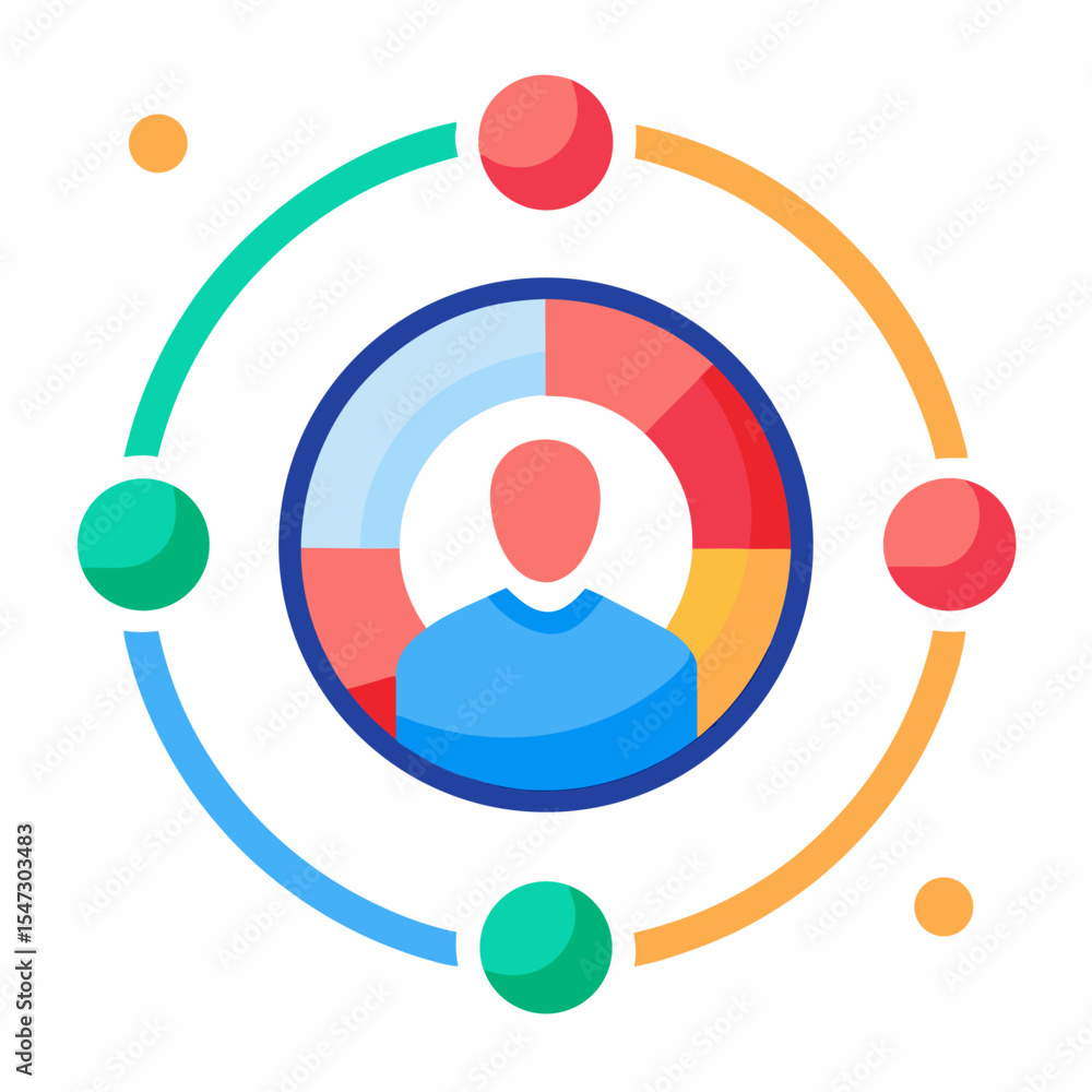 Poster user analytics icon with a surrounding element representing data insights and user engagement