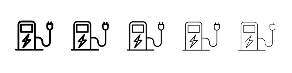 Charging station icon flat illustration set logo