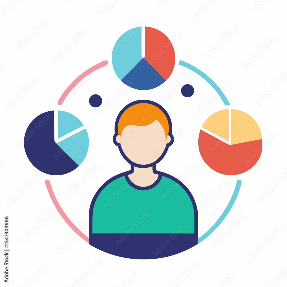 Aufkleber abstract representation of a person with three distinct segments or ideas