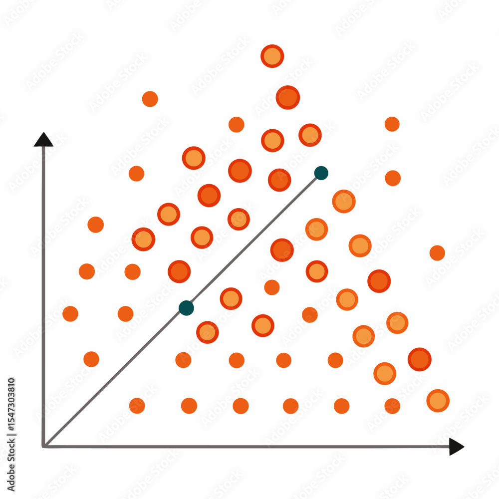 Fototapete abstract scatter plot visualization with multiple data points and lines