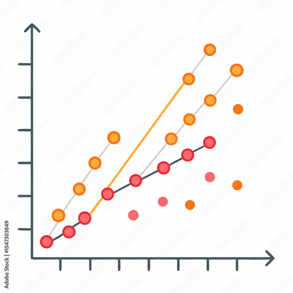 Fototapete data visualization showing a scatter plot with a regression line and individual data points