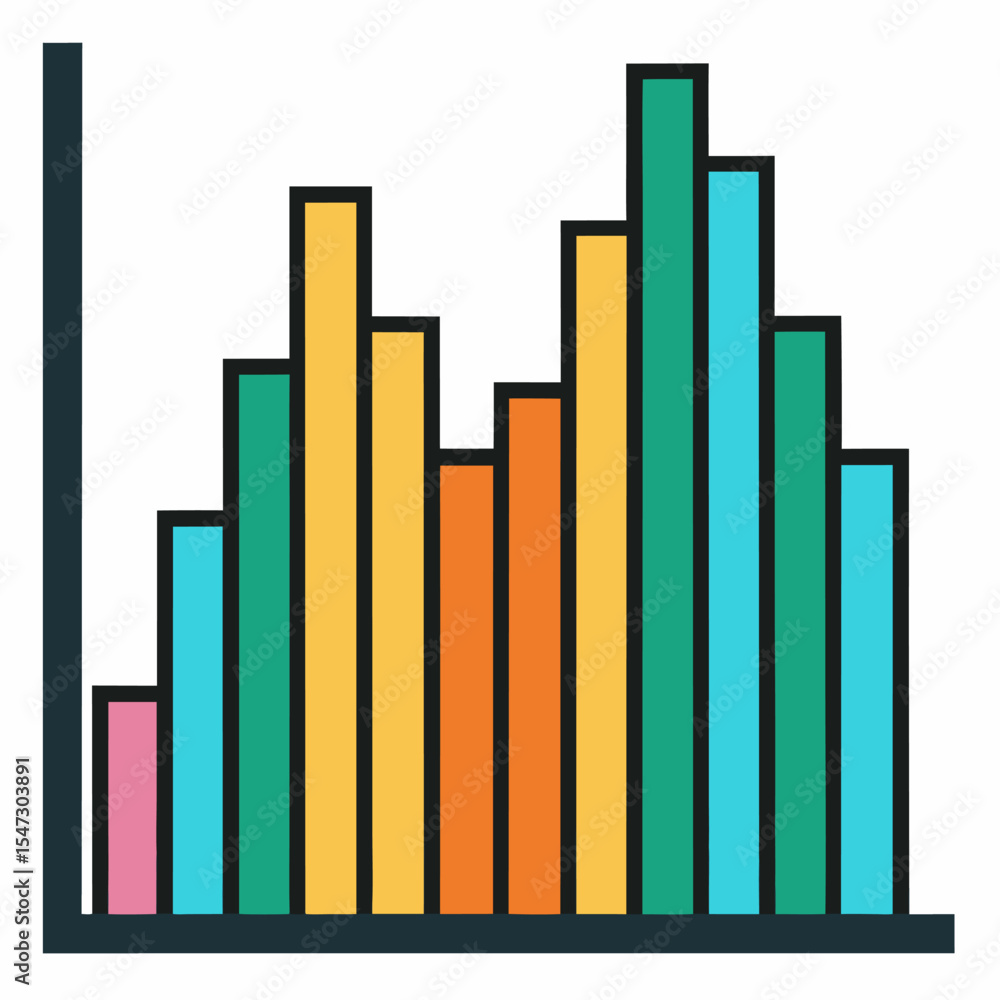 Poster abstract silhouette of a data histogram with bar graph elements