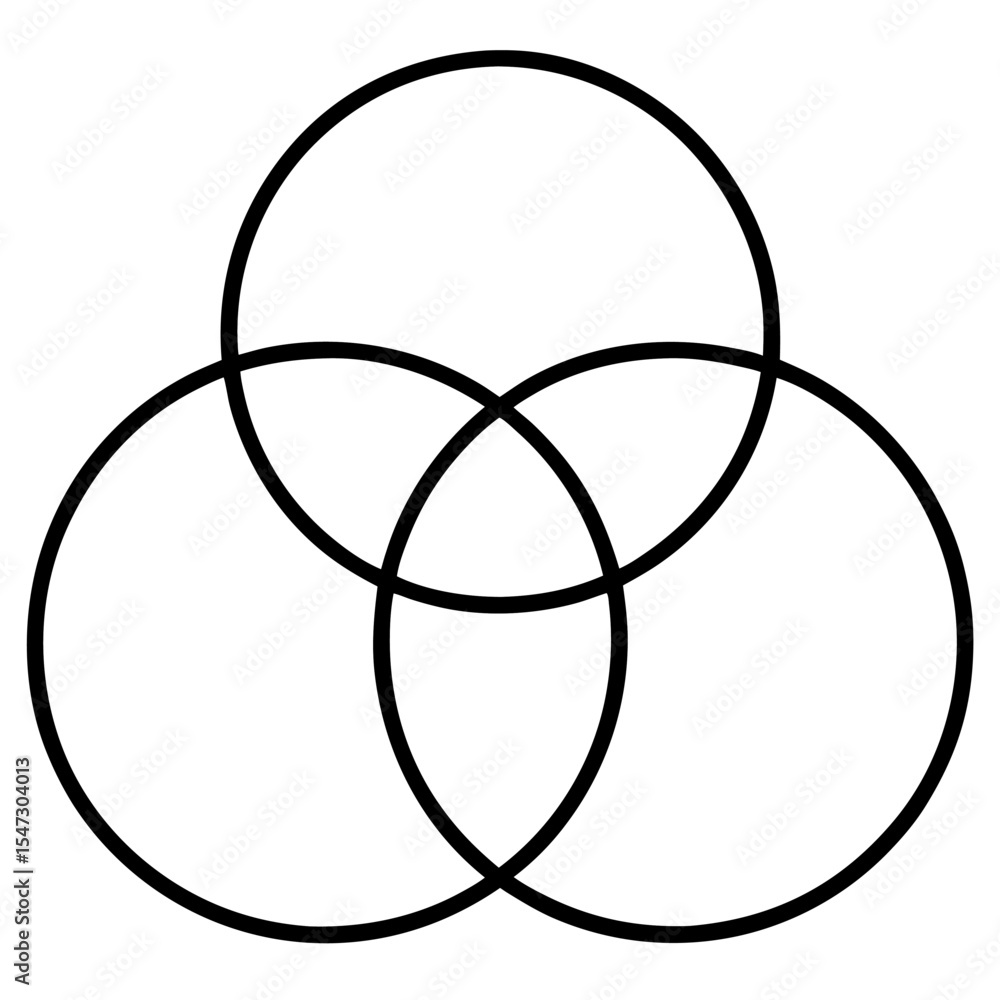 Poster outline of three overlapping circles for venn diagram and data visualization