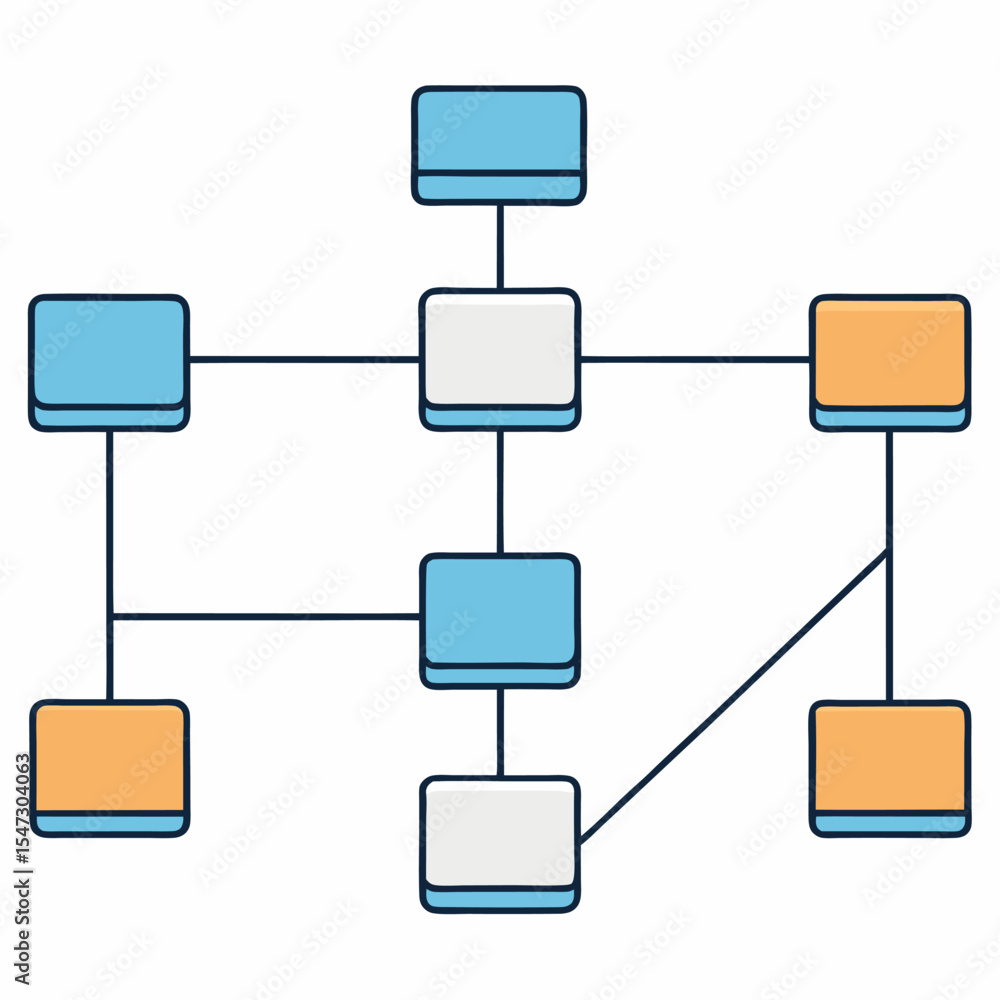 Aufkleber clean vector flowchart with directional arrows illustrating data movement and process flow