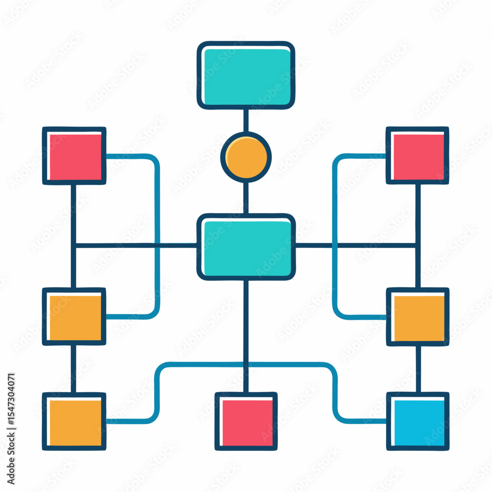 Poster abstract data flow diagram with directional arrows and connecting lines
