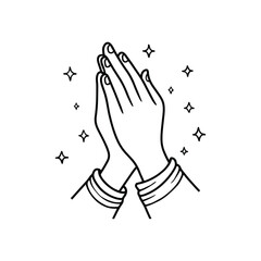 Prayer hand gesture in a clean sketch style