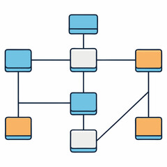 Clean vector flowchart with directional arrows illustrating data movement and process flow