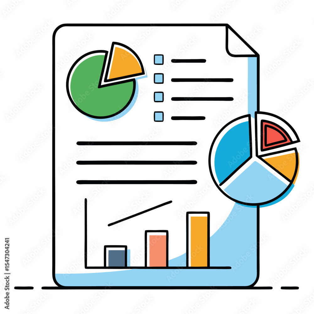 Poster modern analytics report document design with charts and data visualization elements