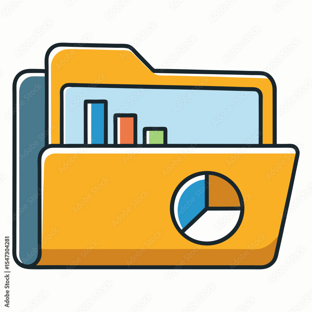 Poster clean outline folder icon representing a report or document organization