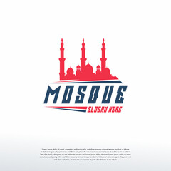 Mosque silhouette icon logo template, Mosque icon vector Illustration design template