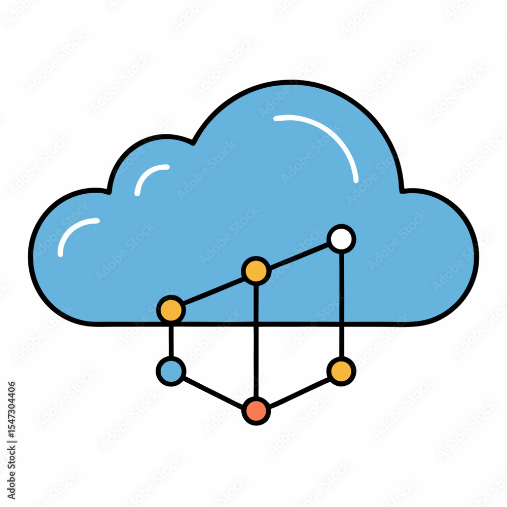 Poster abstract cloud symbol with data graph for cloud computing and analytics