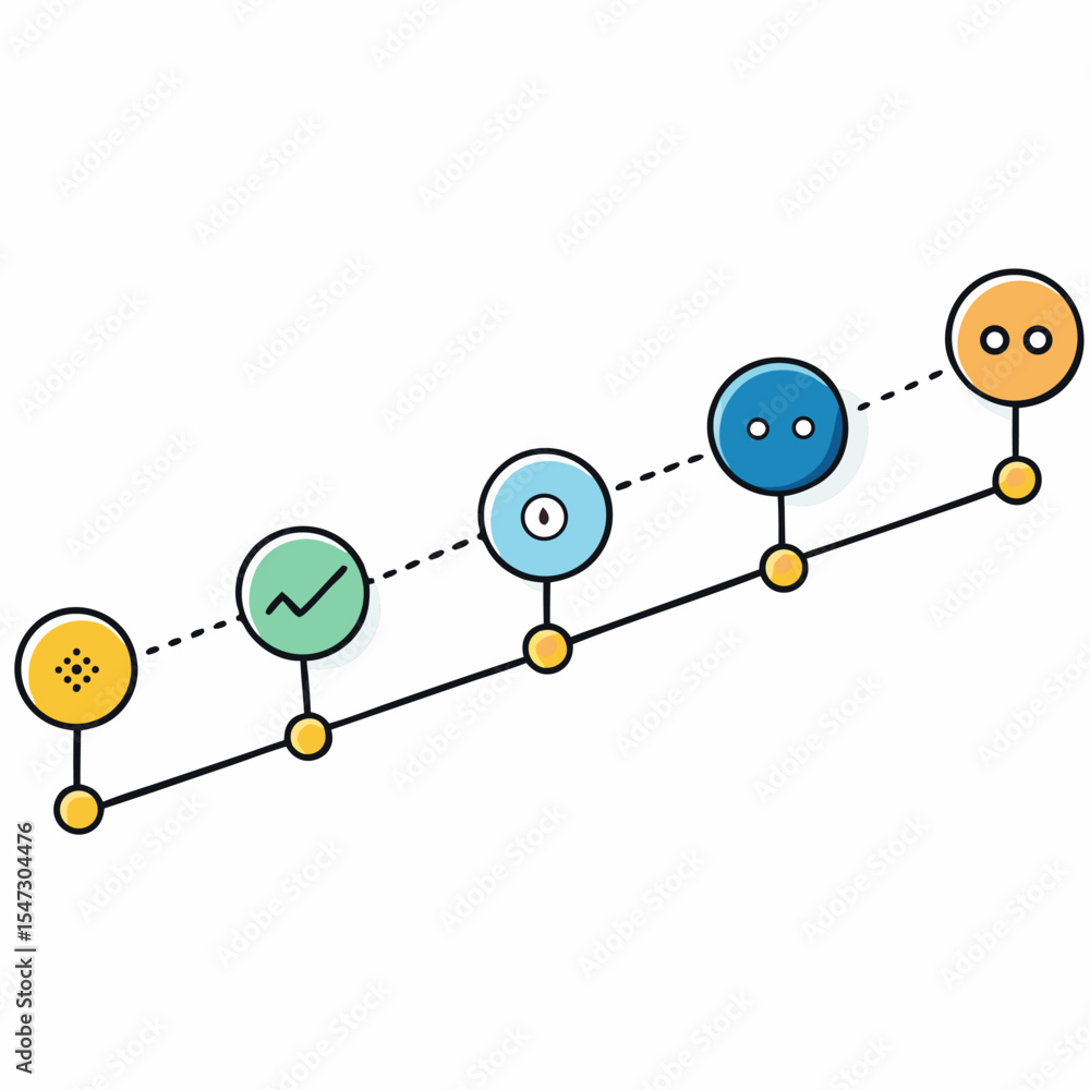 Poster modern timeline with data points progress markers and connecting lines for presentations
